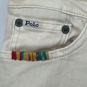 Polo Ralph Lauren Kids Cream Waverly Straight Jeans Size 16 Embroidered Pocket